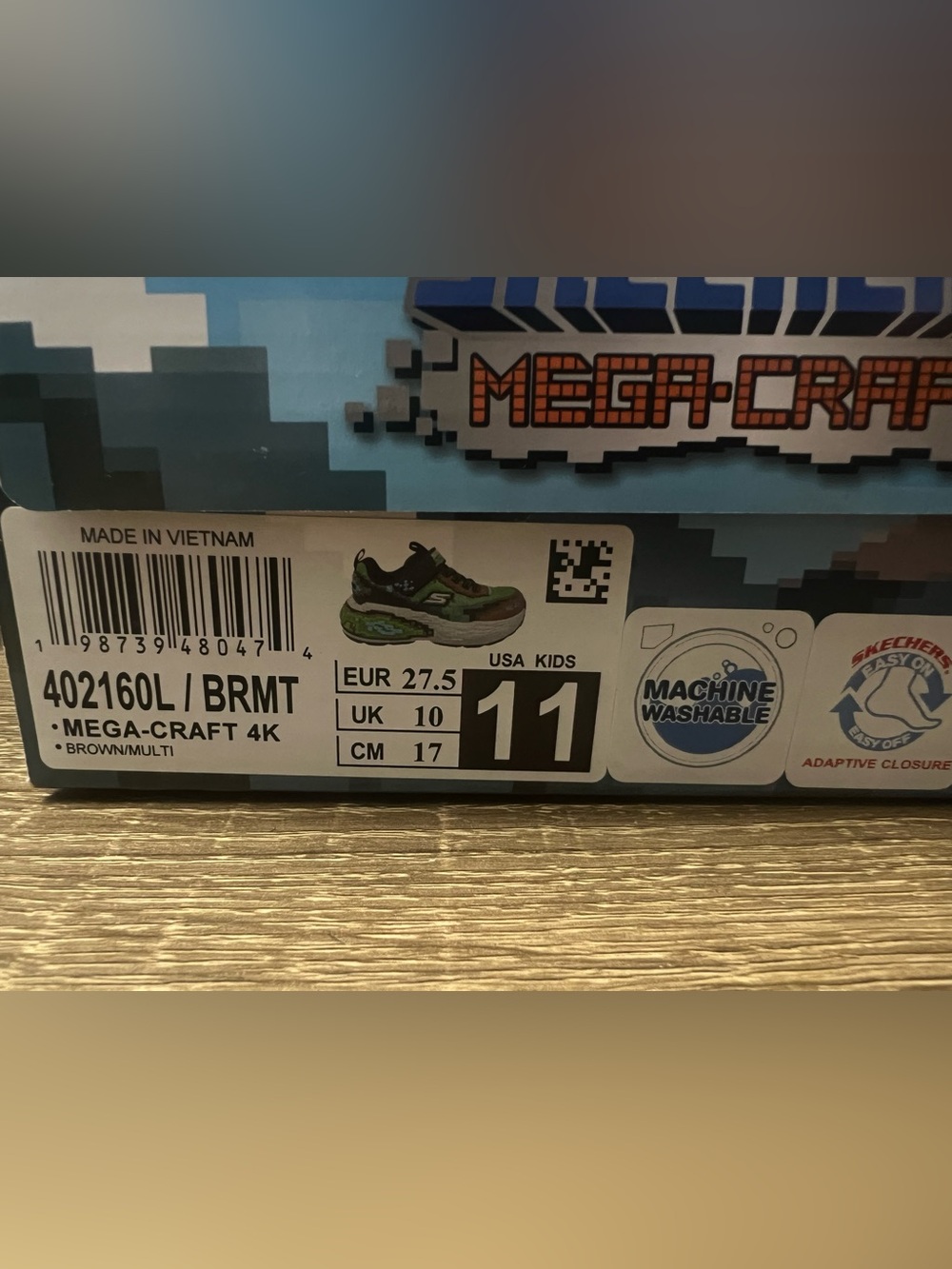 Skechers Kids Mega-Craft Black and Green Pixel-Style Sneaker - Picture 8 of 8
